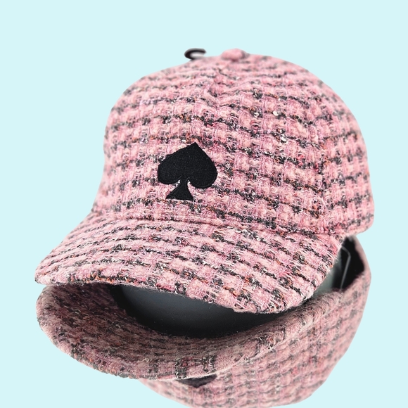 Kate Spade Hat Baseball Cap Pink Multi Wool Blend Tweed Barbiecore Balletcore - Picture 2 of 5